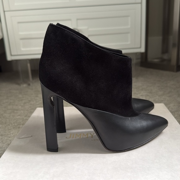 Jimmy Choo Black Leather and Suede Diad Ankle Boots Size 38.5 - Picture 6 of 15